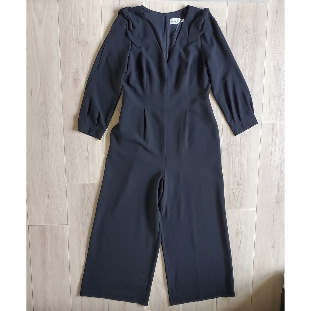 Eliza J Jumpsuit Women 14 Black Wide Leg Long Sleeve Formal Evening Wear